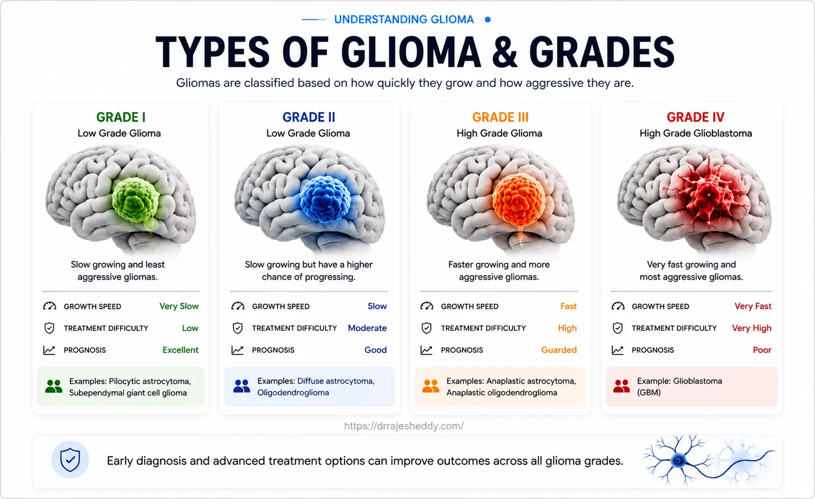 Types of Glioma and WHO Grading